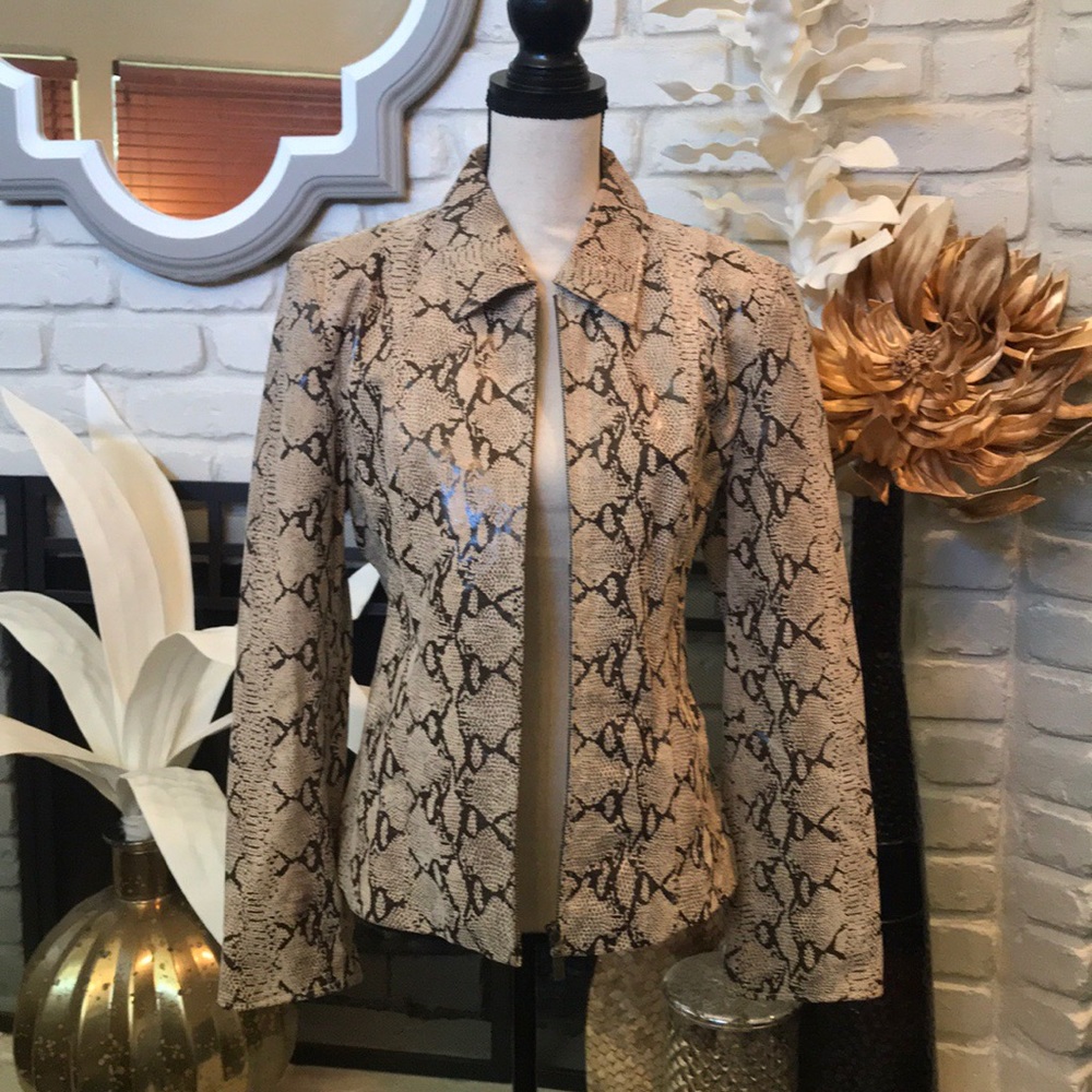 Pamela McCoy leather snake printed jacket!